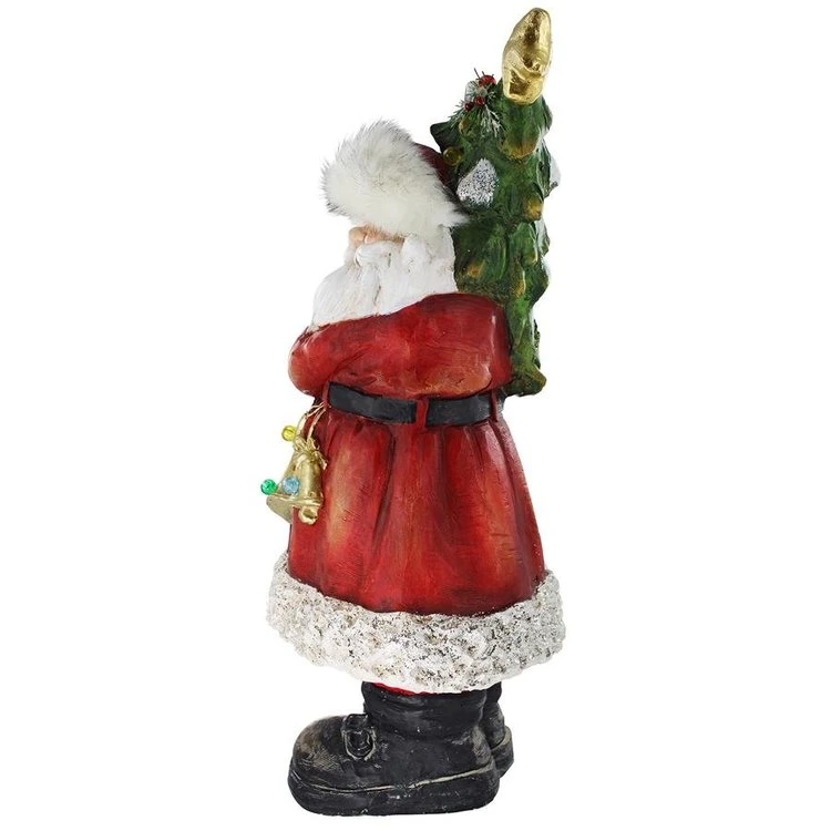 Resin Santa Sparkling Christmas Tree Illuminated Holiday Statue Gifts Figure