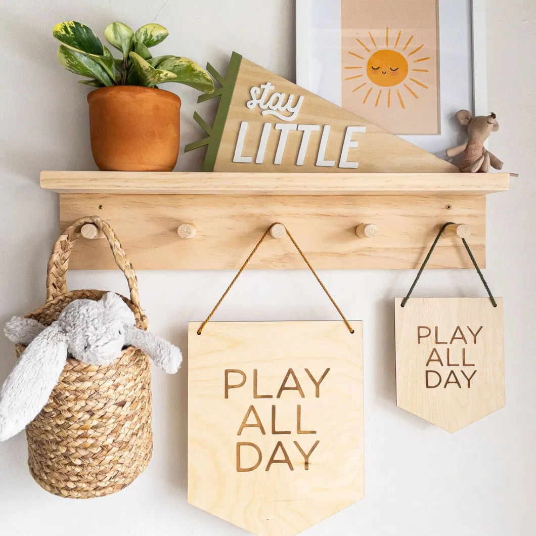 Wholesale Kids Gift Wood Hanging Flag Fun Wall Banner Decorations
