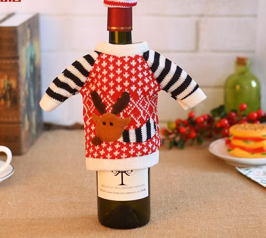 Weihnachts-Elch-Weinflaschen-Set, Weihnachts-Champagner-Flaschen-Set, weihnachtliche Dekoration für den täglichen Bedarf