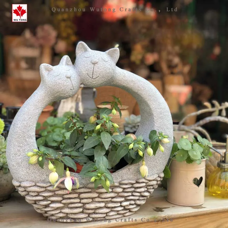 Großhandel Harz Handwerk Katze Tier Blumentopf Garten Home Decor